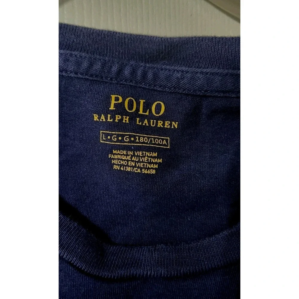 Polo Ralph Lauren Mens Large Navy Short Sleeve T-Shirt Red Pony Cotton